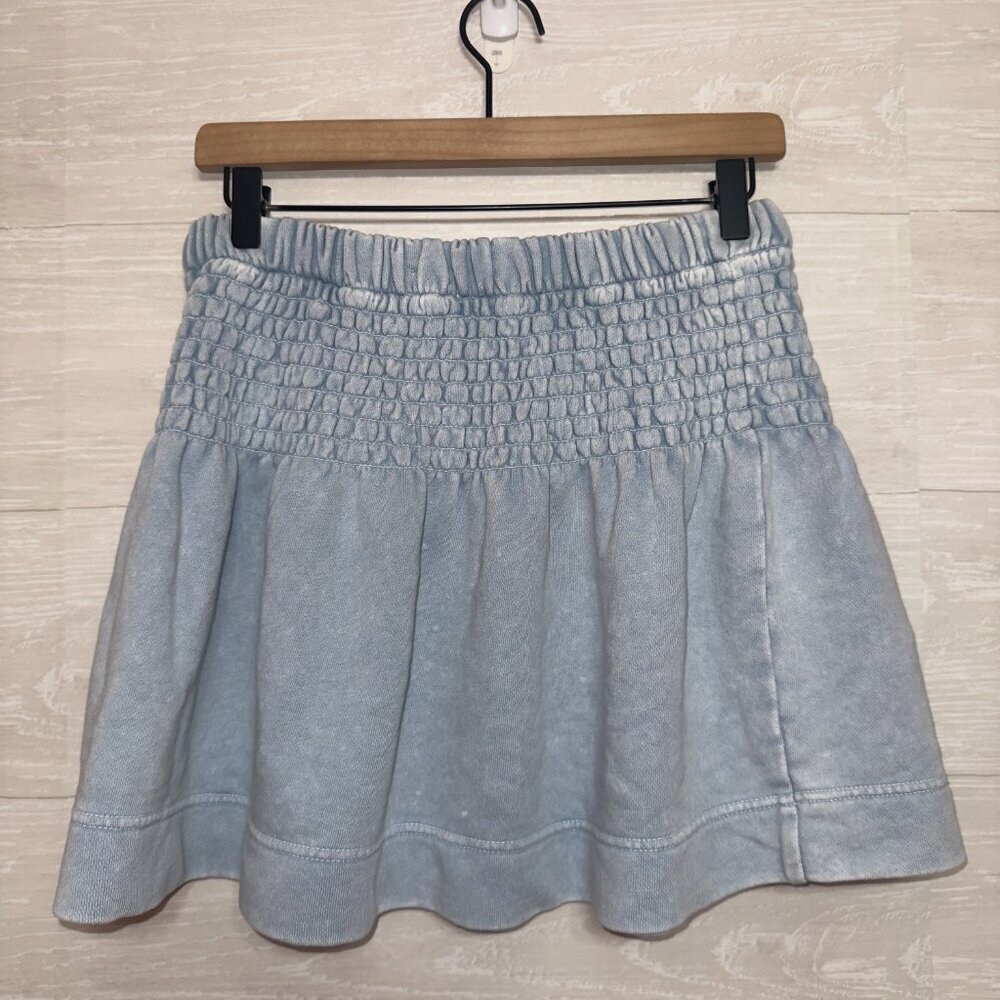 Aerie NWT Women's Size Small Blue High Rise A-line Smocked Mini Skirt - Picture 7 of 7